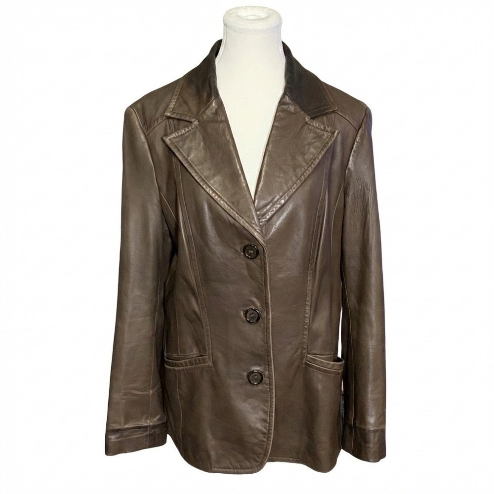 Danier Brown Italian Leather Blazer Jacket Women’s Large (L/G)